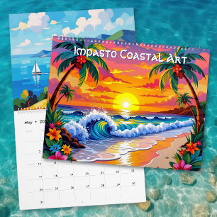 Impasto-Stil-Küstenkunst Kalender