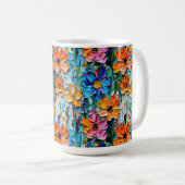 Impasto Style Blume in einem farbenfrohen Mit Mono Kaffeetasse (VorderseiteRechts)