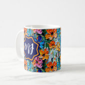 Impasto Style Blume in einem farbenfrohen Mit Mono Kaffeetasse (Vorderseite Links)