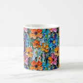 Impasto Style Blume in einem farbenfrohen Mit Mono Kaffeetasse (Mittel)