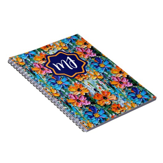 Impasto Style Blume in einem farbenfrohen Mit Mono Notizblock (Rechte Seite)