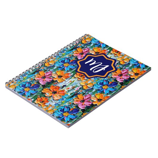 Impasto Style Blume in einem farbenfrohen Mit Mono Notizblock (Linke Seite)