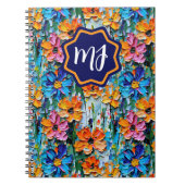Impasto Style Blume in einem farbenfrohen Mit Mono Notizblock (Vorderseite)