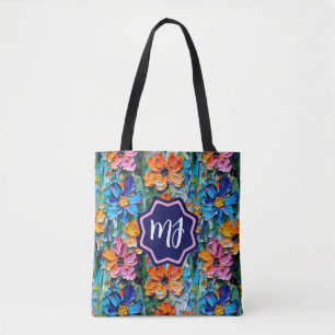 Impasto Style Blume in einem farbenfrohen Mit Mono Tasche
