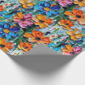 Impasto Style Blume in einem farbenfrohen Muster Geschenkpapier (Ecke)