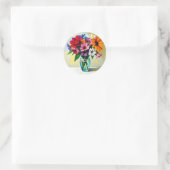 Impasto Style Vase der farbenfrohen Blume Runder Aufkleber (Tasche)