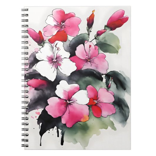 Impatiens - Aquarellblumen Notizblock (Vorderseite)