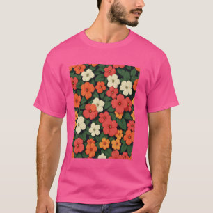 Impatiens Blume Hintergrund Retro Style Illustrati T-Shirt