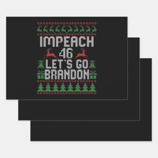 Impeach 46 Let's Go Brandon Ugly Christmas Sweater Geschenkpapier Set (Set)