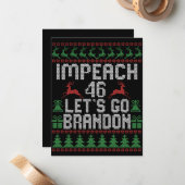 Impeach 46 Let's Go Brandon Ugly Christmas Sweater Mitteilungskarte (Vorderseite/Rückseite Beispiel)