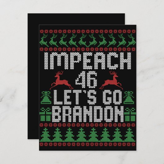 Impeach 46 Let's Go Brandon Ugly Christmas Sweater Mitteilungskarte (Vorne/Hinten)
