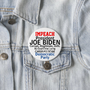 Impeach Demokraten Präsident Biden Red White Blue Button