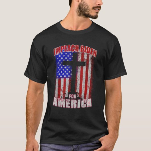 Impeach Joe Biden Impeach 46 Patriotic US Flag T-Shirt (Vorderseite)