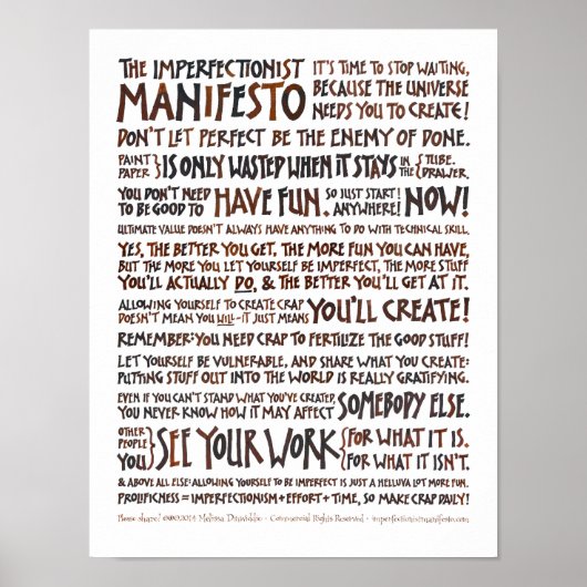 Imperfektionist Manifesto Poster - Walnut Ink (Vorne)