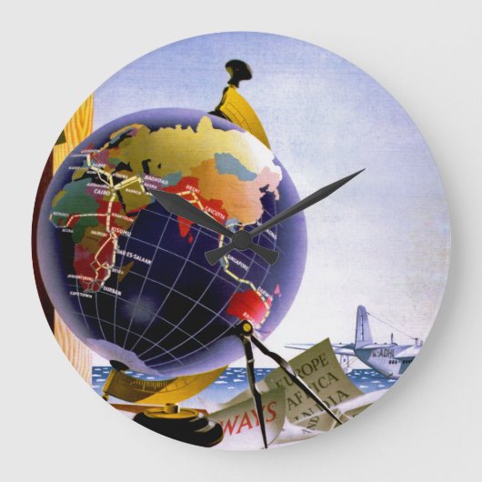 Imperial Airways Globe Große Wanduhr (Vorderseite)