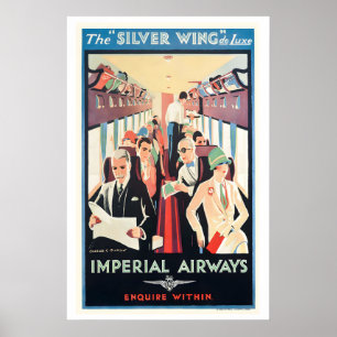 Imperial Airways Silver Wing Deluxe Vintage Reise Poster