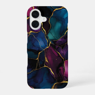 Imperial Améthyste Luxus-Lila Türkis Marmor iPhone 16 Hülle