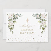 Imperial Lilies Rose Gold Twins Taufe Dankeskarte (Vorderseite)