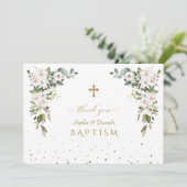 Imperial Lilies Rose Gold Twins Taufe Dankeskarte (Stehend Vorderseite)