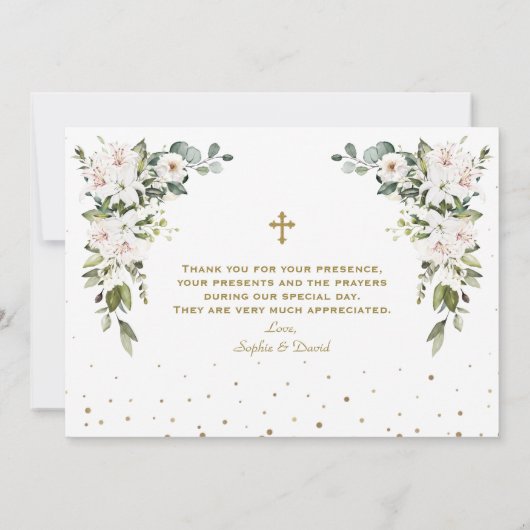 Imperial Lilies Rose Gold Twins Taufe Dankeskarte (Rückseite)