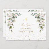 Imperial Lilies Rose Gold Twins Taufe Dankeskarte (Vorne/Hinten)