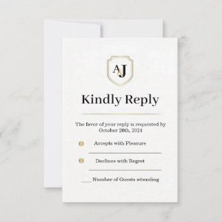 Imperial Luxe RSVP-Karte – Monogramm-Antwort RSVP Karte