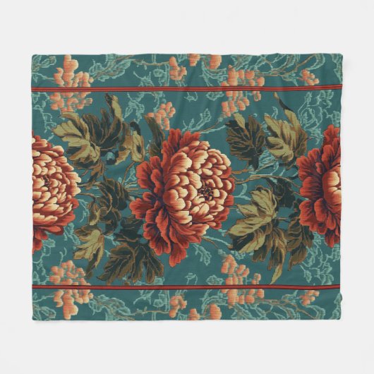 Imperial Peony Tapestry Fleecedecke (Vorderseite (Horizontal))