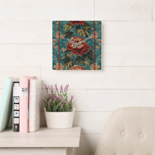 Imperial Peony Tapestry Quadratische Wanduhr
