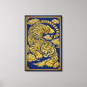 Imperial Tiger – Gold & Blue Canvas Print Leinwanddruck (Vorderseite)