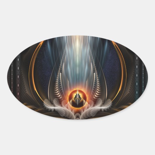 Imperial View Fraktal Art Oval Aufkleber (Vorderseite)