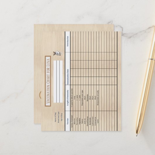 Impfdiagramm aus Holz (Vorderseite/Rückseite Beispiel)