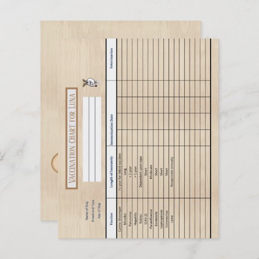 Impfdiagramm aus Holz (Vorne/Hinten)