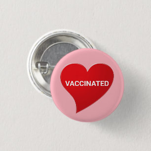 Impfstoff, roter Herzpinke, Button