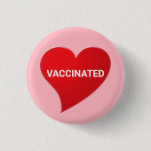 Impfstoff, roter Herzpinke, Button (Vorderseite)