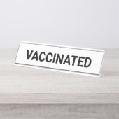 Impfstoff, Schwarz-weiß anpassbar Schreibtischnamensplakette (Vorderseite )