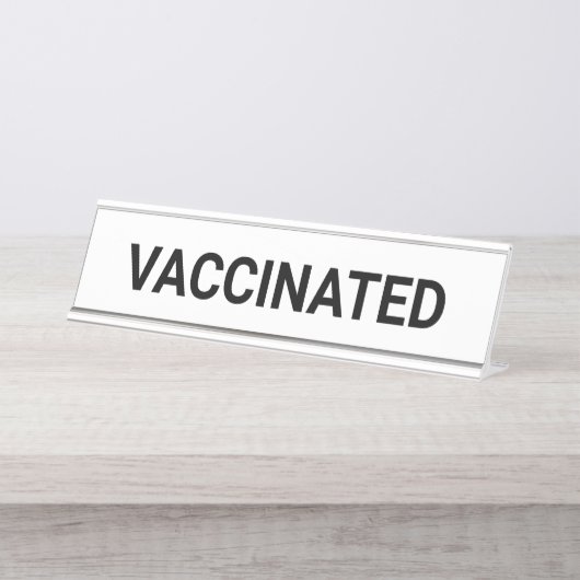 Impfstoff, Schwarz-weiß anpassbar Schreibtischnamensplakette (Vorderseite )