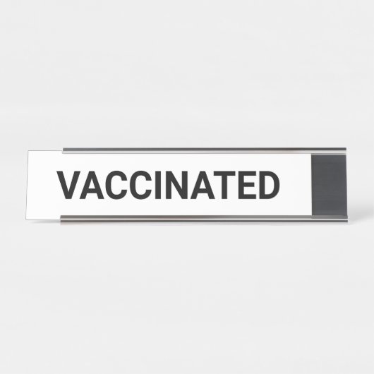 Impfstoff, Schwarz-weiß anpassbar Schreibtischnamensplakette (Vorderseite )