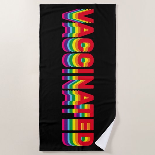 Impfstoff-Stolz-Regenbogenfarben schwarz Strandtuch (Vorderseite)