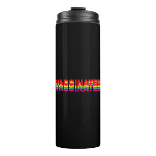Impfstoff-Stolz-Regenbogenfarben schwarz Thermosbecher