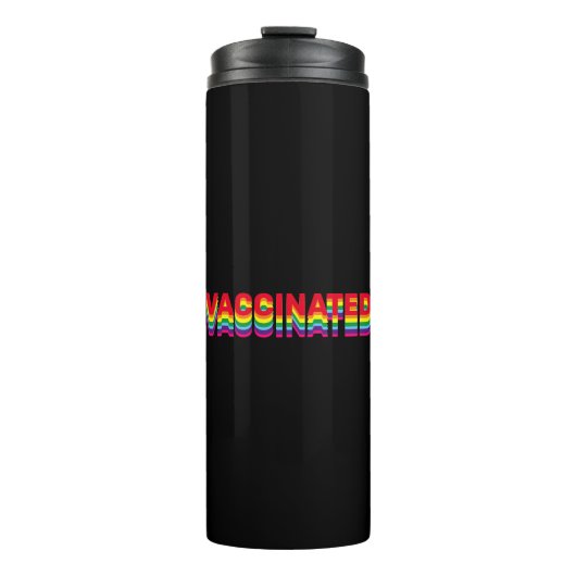 Impfstoff-Stolz-Regenbogenfarben schwarz Thermosbecher (Vorderseite)