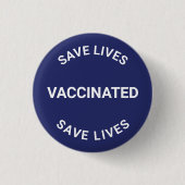 Impfte, gerettet Leben marineblaue weiße Button-Ta Button (Vorderseite)