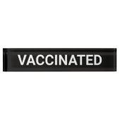 Impfte, Schwarz-weiße, anpassbare Schreibtischbeze Namensplakette (Vorderseite)