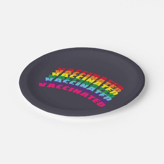Impfte Stolz Regenbogen dunkelblau Pappteller (Schrägansicht)