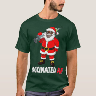 Impfung des afroamerikanischen Weihnachtsmanns in T-Shirt