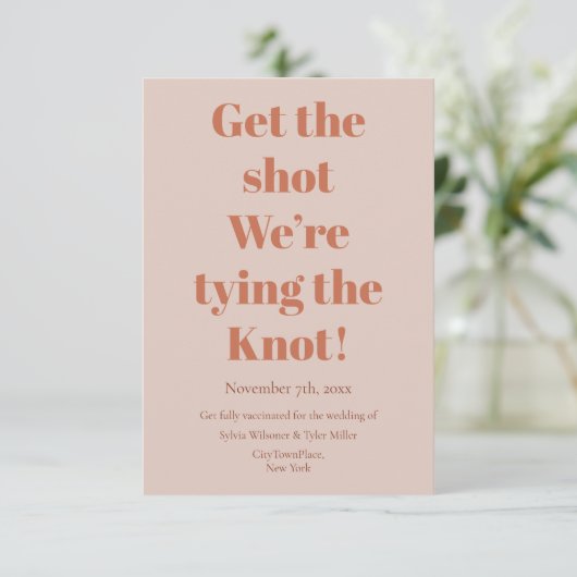 Impfung Kopplung der Knot Teracotta-Hochzeit Save The Date (Stehend Vorderseite)