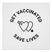 Impfung rette Schwarz-weiße Herzen Poster (Vorderseite)
