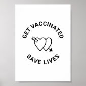 Impfung rette Schwarz-weiße Herzen Poster (Vorne)