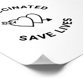 Impfung rette Schwarz-weiße Herzen Poster (Ecke)