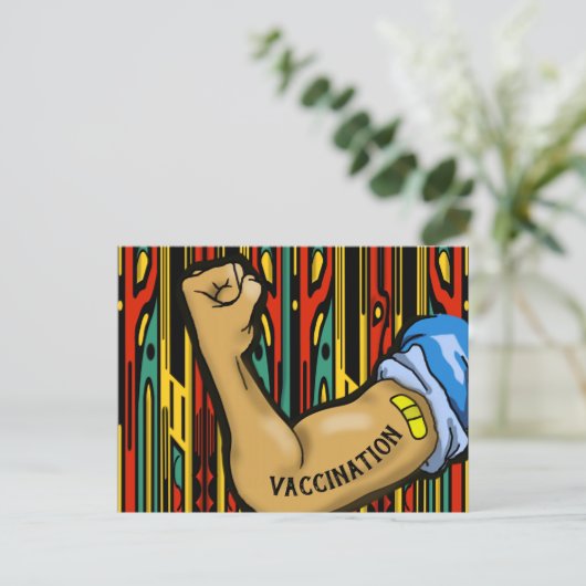 IMPFUNG und ABDECKUNG durch ein Fenster Postkarte (Stehend Vorderseite)