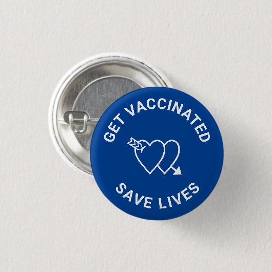 Impfungen rett lebt blauweiße Herzen Button (Vorne & Hinten)